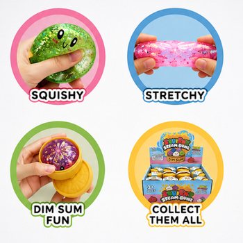 RAGE - Squishy GLITTER Dumplings Bun PETIT (Dim. 5.5 x 5.5 x 3 cm) - Jouet Fidget Viral 2026 (24 pcs)