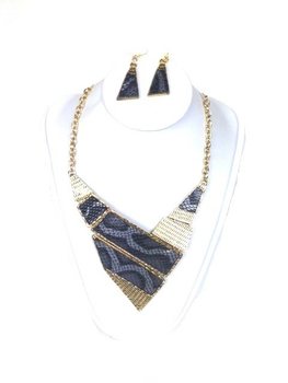Collier et Boucles d'Oreilles Noirs Style Ibiza (1 pc)