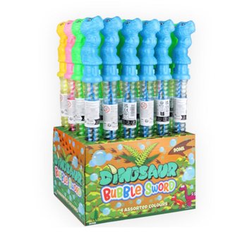 GRAND SCEPTRE À BULLES DE SAVON 35 CM - DINOSAURE EN PRÉSENTOIR (24 pcs)