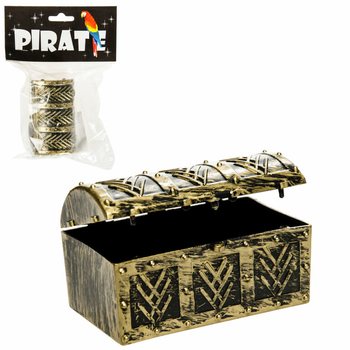 Mini coffre aux tr&eacute;sors pirate en pr&eacute;sentoir (24 pcs)