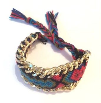 Bracelet tressé rouge/bleu (1 pc.)