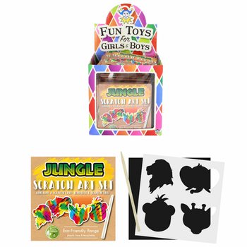 Papier à Gratter ÉCOLOGIQUE : Animaux de la Jungle (Display 108 pcs)