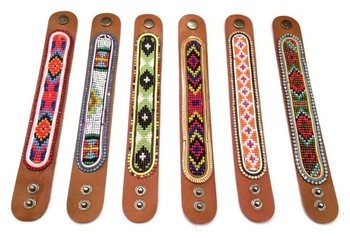 Bracelet en Cuir Aztèque avec Strass Lot Mixte (6 pcs)