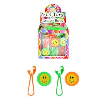 LANCEURS DE DISQUES SMILEY RIGOLOS EN PRÉSENTOIR (48 pcs.)