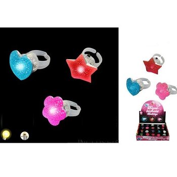 BAGUES LUMINEUSES MULTICOLORES EN PRÉSENTOIR (36 pcs.)