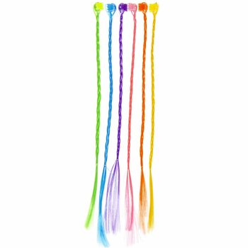 Tresses &agrave; cheveux arc-en-ciel 6 pi&egrave;ces sur carte (24 unit&eacute;s)