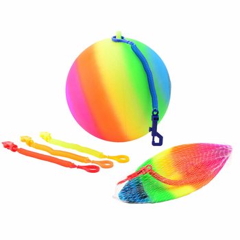 BALLE ARC-EN-CIEL AVEC CORDON / BALLE BUNGEE &Oslash;23 Cm (36 pcs)