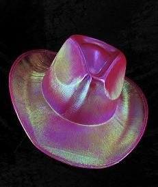 CHAPEAU DE COWBOY PAILLETÉ - ROSE (6 pcs)