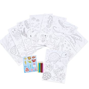 GRAND SET DE COLORIAGE - MOD&Egrave;LE : SEA LIFE - Dim 22x30x1 CM (12 pcs)