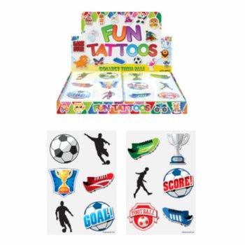 FUN TATTOOS - MODÈLE : FOOTBALL EN PRÉSENTOIR (96 pcs)