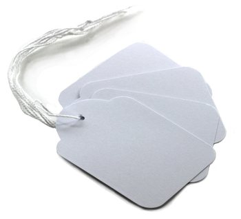 Étiquettes Bijoux Blanches avec Élastique - 1,5x2,4 cm (100 pcs)