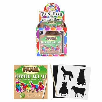 ECO FRIENDLY - PAPIER À GRATTER COULEURS MAGIQUES - ANIMAUX DE LA FERME EN PRÉSENTOIR (108 pcs)