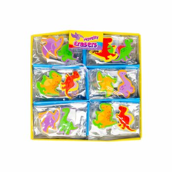 Lot de 2 Gommes DINO en Pr&eacute;sentoir (36 pcs)