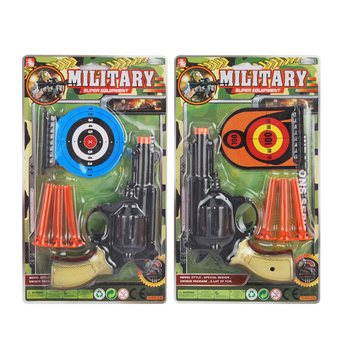 Set de Pistolet Militaire avec 3 Fl&eacute;chettes &agrave; Ventouse & Cibles (6 pi&egrave;ces)