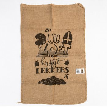 GRAND SAC EN JUTE SAINT-NICOLAS - AVEC TEXTE HOLLANDAIS - Env. 60 x 100 cm (1 pc)