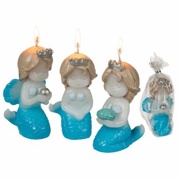 **MEGA PAS CHER** BOUGIE SIRÈNE / MERMAID EN PRÉSENTOIR (12 pcs.)