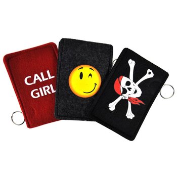 Pochettes pour t&eacute;l&eacute;phone avec porte-cl&eacute;s en pr&eacute;sentoir (48 pcs)