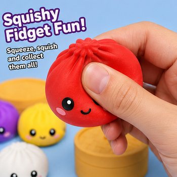 RAGE - Squishy SUGAR EDITION Bun Dumplings GRAND (8.5 x 8.5 x 4.8 cm) - Jouet Fidget Viral 2026 (12 pcs)