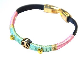 Bracelet Style Ibiza avec Symbole Peace Rose/Menthe (1 pc)