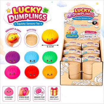 RAGE - LUCKY DUMPLINGS - Squishy Bun Dumplings GRAND Dim. 8.5 x 8.5 x 4.8 cm - EN DISPLAY (12 pcs)