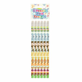 Set de Crayons Animaux de la Jungle avec Gomme (6 pièces) - Présentoir (24 sets)
