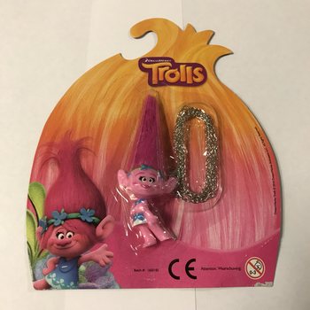 Figurine Trolls avec chaîne sur carte (Lot de 12)