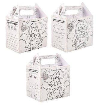 Boîtes Menu Princesse à Colorier - 14 x 9,5 x 18 cm (24 pièces)