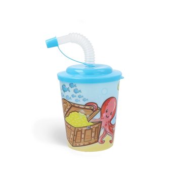 GOBELET / POT À GLACE AVEC PAILLE – SEALIFE / ANIMAUX MARINS (12 pcs)
