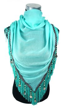 Écharpe de Luxe à Franges Turquoise (1 pc)