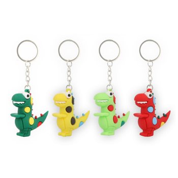 Porte-cl&eacute;s Dinosaure 3D - Couleurs Mixtes (12 pcs)