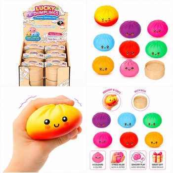RAGE - LUCKY DUMPLINGS - Squishy Bun Dumplings GRAND Dim. 8.5 x 8.5 x 4.8 cm - EN DISPLAY (12 pcs)