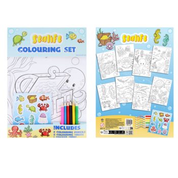 GRAND SET DE COLORIAGE - MOD&Egrave;LE : SEA LIFE - Dim 22x30x1 CM (12 pcs)