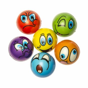 BALLES ANTI-STRESS SMILEY EN PR&Eacute;SENTOIR (24 pcs)