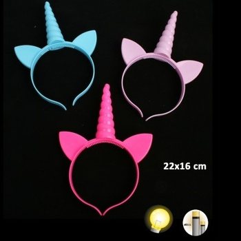 SERRE-T&Ecirc;TE LICORNE LUMINEUX, PILES INCLUSES (24 pcs)