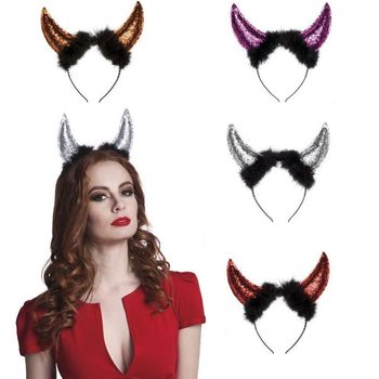Serre-t&ecirc;te Cornes de Diable &agrave; Paillettes (6 pcs)