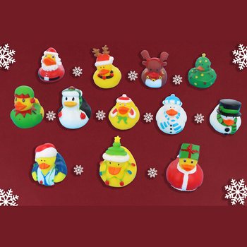Mix Canards de Bain de No&euml;l 6cm (12 pi&egrave;ces) - Cadeaux Festifs