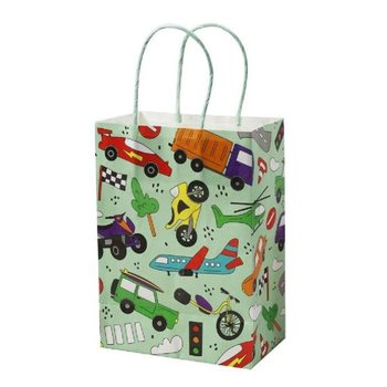 SAC CADEAU EN PAPIER - VÉHICULES - Dim. 16x9x22 CM (12 pcs)
