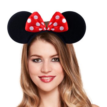 SERRE-T&Ecirc;TE OREILLES DE SOURIS AVEC N&OElig;UD ROUGE ET BLANC (50 pcs)