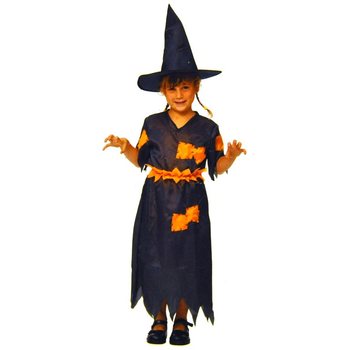 ROBE DE SORCIÈRE ORANGE/NOIRE POUR ENFANTS - TAILLE 146