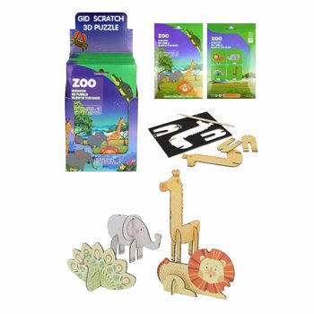 Puzzle à gratter 3D Animaux du Zoo (Display 18 pièces)