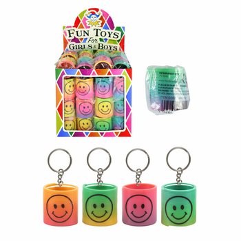 Porte-clés Spirale Smiley Arc-en-ciel en Présentoir (60 pcs)