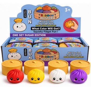 RAGE - Squishy SUGAR EDITION Bun Dumplings GRAND (8.5 x 8.5 x 4.8 cm) - Jouet Fidget Viral 2026 (12 pcs)