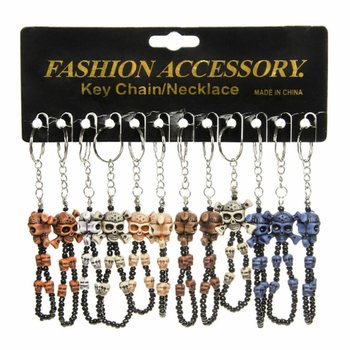 Porte-cl&eacute;s avec Pendentif T&ecirc;te de Mort (48 pi&egrave;ces)