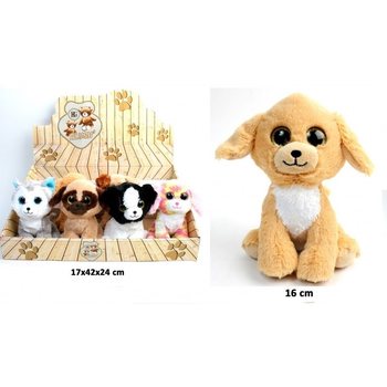Chiens en Peluche de Luxe, 16 cm, Mix de modèles en présentoir (12 pcs)