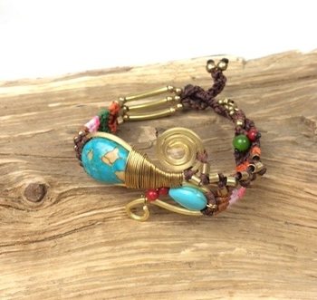 BRACELET HANDMADE ORIGINALS BLUESTONE MARRON (1 pc)