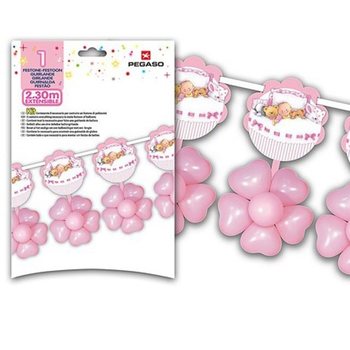 GRANDE GUIRLANDE DE BALLONS 2,3 M&Egrave;TRES - ROSE (3 pcs)