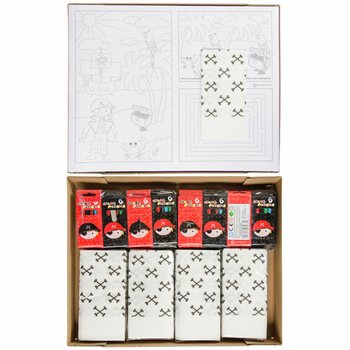 BOX RESTAURATION COMPL&Egrave;TE PIRATE - 48x Sets de Crayons + 100x Coloriages + 100x Serviettes (248 pcs)