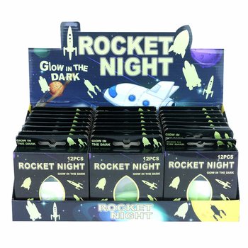STICKERS PLAFOND FUSÉE ESPACE GLOW IN THE DARK EN PRÉSENTOIR (24 pcs)