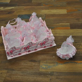 Caisse Déco avec 9 Landaus de Décoration - Rose