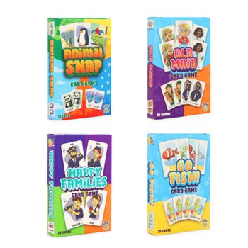 ASSORTIMENT DE 4 JEUX DE CARTES CLASSIQUES - EN PR&Eacute;SENTOIR (12 pcs)